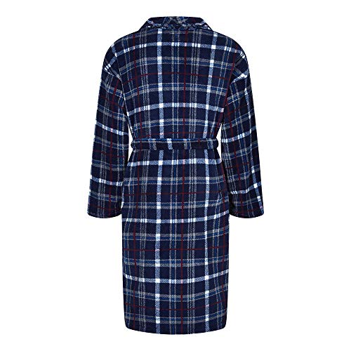 Champion Mens Bayswater Check Fleece Dressing Gown Navy Blue L-XL