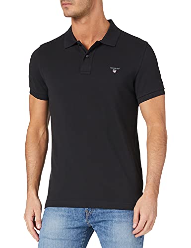GANT Mens Pique Short Sleeve Rugger Polo Black L