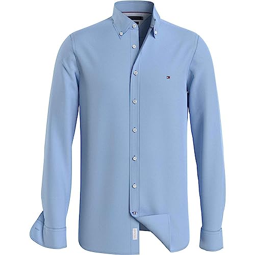 Tommy Hilfiger Men's Knitted Shirt Long-Sleeve , Blue (Calm Blue), L