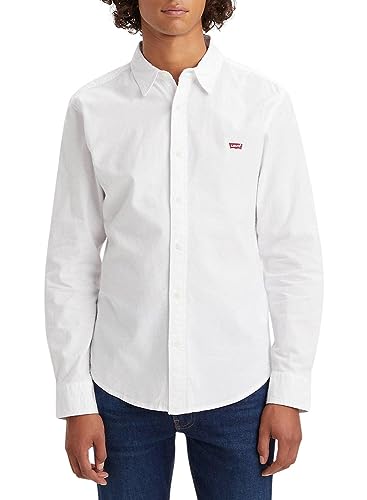 Levi's Men's Long-Sleeve Battery Housemark Slim Shirt, White, L