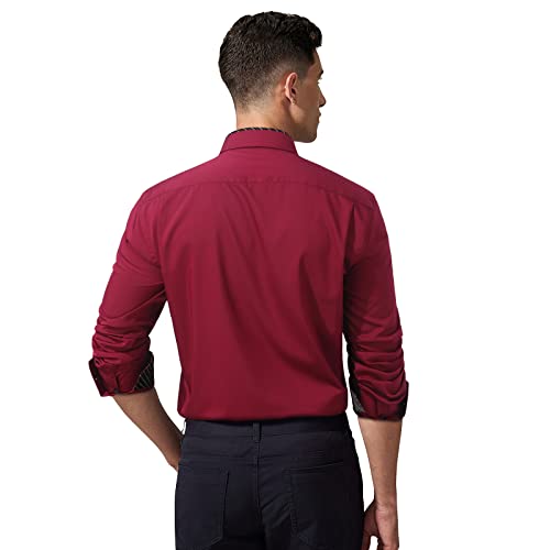 Enlision Men's Dress Shirts Long Sleeve Business Casual Shirt Regular Fit Button Up Shirts Red M