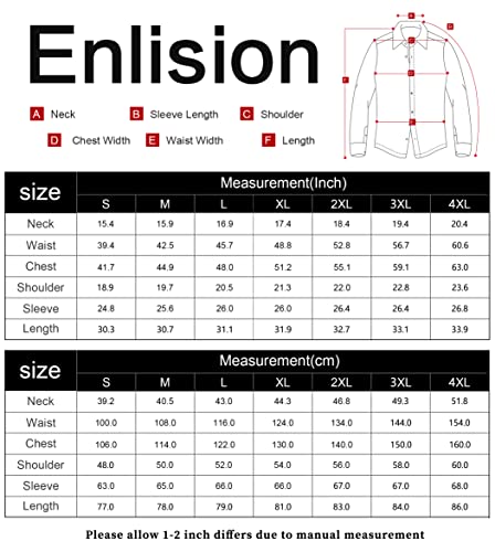 Enlision Men's Dress Shirts Long Sleeve Business Casual Shirt Regular Fit Button Up Shirts Red M