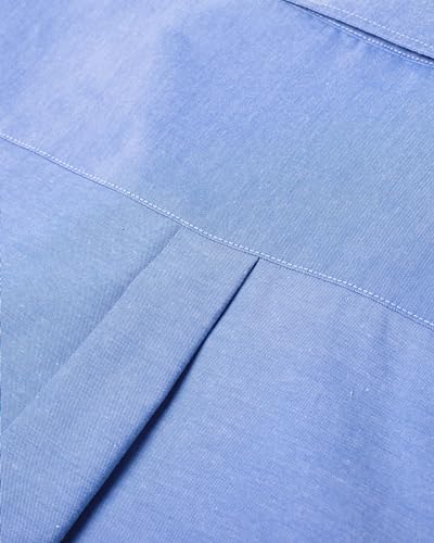 J.VER Men's Blue Oxford Shirt Long Sleeve Regular Fit Casual Plain Button Down Smart Dress Shirts for Men Adult with Pocket 3XL