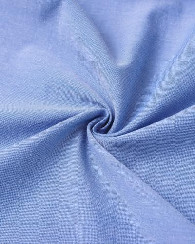 J.VER Men's Blue Oxford Shirt Long Sleeve Regular Fit Casual Plain Button Down Smart Dress Shirts for Men Adult with Pocket 3XL