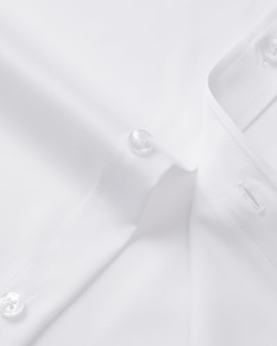 J.VER Men's Long Sleeve White Dress Shirt Plain Stretch Non Iron Regular Fit Business Casual Formal Shirt with Pocket L