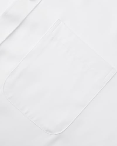 J.VER Men's Long Sleeve White Dress Shirt Plain Stretch Non Iron Regular Fit Business Casual Formal Shirt with Pocket L