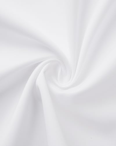 J.VER Men's Long Sleeve White Dress Shirt Plain Stretch Non Iron Regular Fit Business Casual Formal Shirt with Pocket L