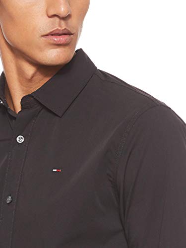 Tommy Jeans Men's Original Stretch Casual Shirt, Black (Tommy Black 078), M