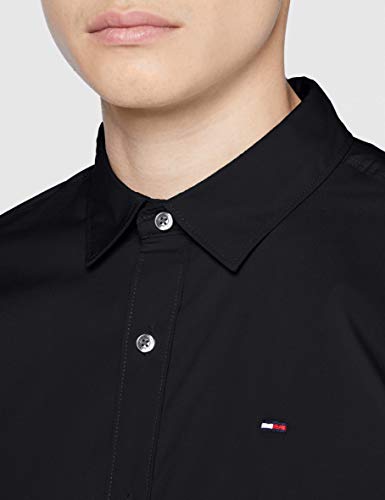 Tommy Jeans Men's Original Stretch Casual Shirt, Black (Tommy Black 078), M