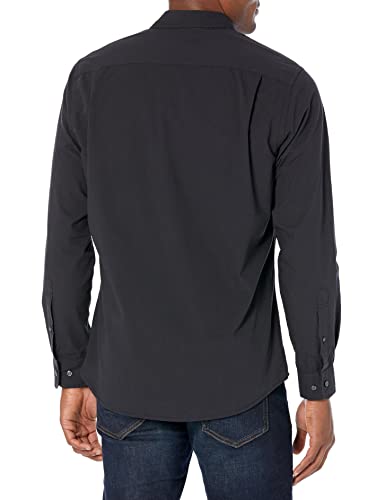 Amazon Essentials Men's Slim-Fit Long-Sleeve Poplin Shirt, Black, L