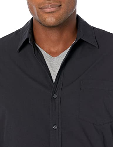 Amazon Essentials Men's Slim-Fit Long-Sleeve Poplin Shirt, Black, L