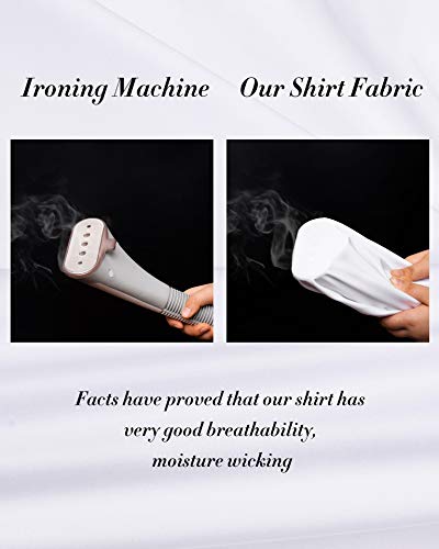 J.VER Men's White Dress Shirts Long Sleeve Business Regular Fit Fashion Button Down Stretch Formal Shirt Wedding Work Non Iron L