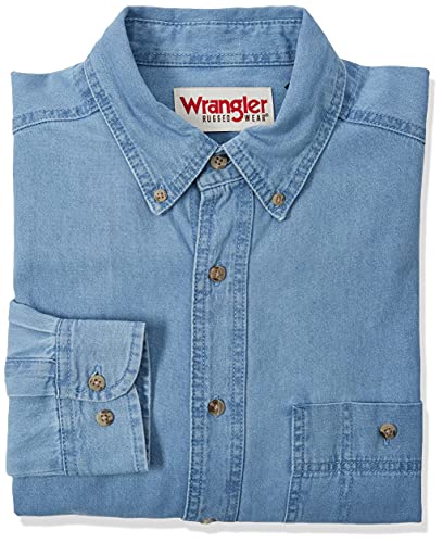 Wrangler Men's Wrangler Denim button down shirts, Blue, XXL UK