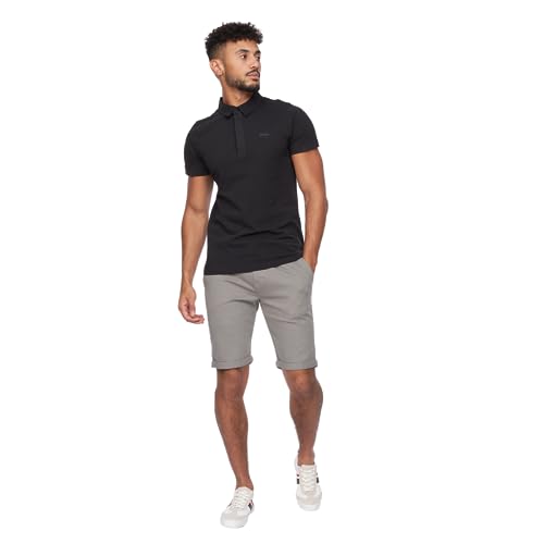Crosshatch Mens Slim Fit Chino Cotton Summer Casual Shorts(32W/Grey)