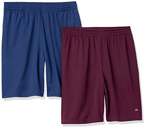 Amazon Essentials Men's Performance Tech Loose-Fit Shorts (Available in Big & Tall), Pack of 2, Burgundy/Navy, L