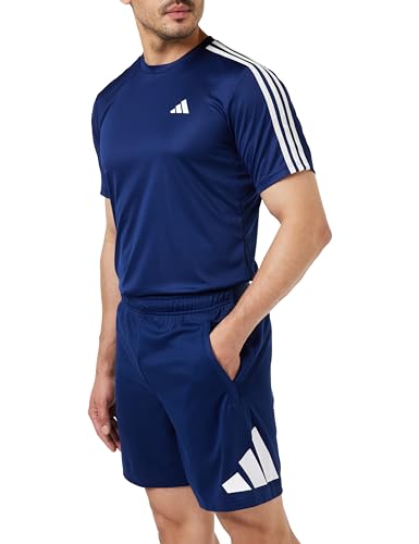 adidas Men's Essentials Logo Training Shorts (1/2), Dark Blue/White, L 7 inch