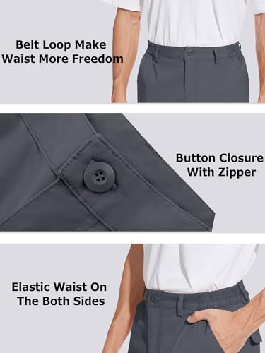 TACVASEN Cargo Shorts Men Casual Shorts Men Cotton Summer Shorts for Men Work Shorts Mens Combat Shorts Elastic Waist Hiking Shorts Dark Grey