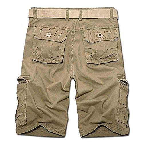 AKARMY Men's Lightweight Cargo Shorts Utility Work Short Outdoor Cotton Twill Shorts with 8 Pockets K038 Khaki