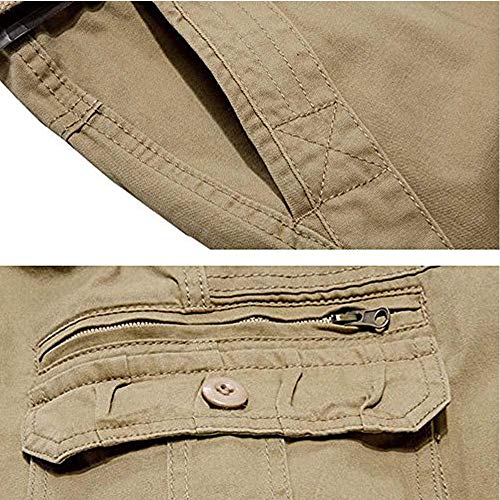 AKARMY Men's Lightweight Cargo Shorts Utility Work Short Outdoor Cotton Twill Shorts with 8 Pockets K038 Khaki