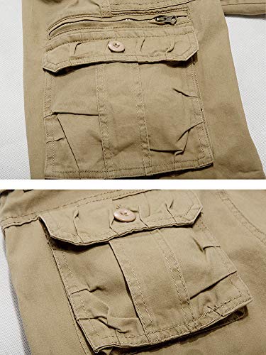 AKARMY Men's Lightweight Cargo Shorts Utility Work Short Outdoor Cotton Twill Shorts with 8 Pockets K038 Khaki