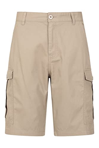 Mountain Warehouse Lakeside Mens Shorts - 100% Durable Twill Cotton Cargo Shorts, Durable Shorts, 6 Pockets - for Walking, Running, Hiking & Camping Beige 36W