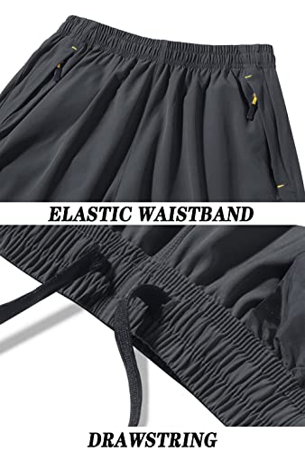 TACVASEN Jogging Shorts Mens Gym Running Shorts Male with Zip Pockets Summer Shorts Fitness Training Shorts Grey Workout Shorts Stretch Sweat Pants, Dark Grey, 36