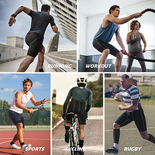 Roadbox Compression Shorts Mens 3 Pack with Pockets, Sports Underwear Quick-Drying Base Layer Shorts for Running, Gym, Shorts, Cycling, Rugby Black