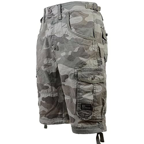 Crosshatch New Mens Army Camouflage Knee Length Combat Cargo Jeans Holiday Summer Shorts by Jeanbase Olive Camo 34