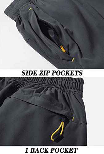 TACVASEN Jogging Shorts Mens Gym Running Shorts Male with Zip Pockets Summer Shorts Fitness Training Shorts Grey Workout Shorts Stretch Sweat Pants, Dark Grey, 36