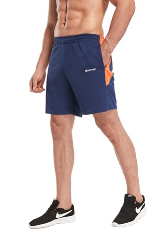 ZENGVEE Men's 2 Pack Sport Shorts Gym Athletic Shorts with Zip Pockets Quick Dry for Jogger,Trainning,Workout(20515-Black Navy-XL)