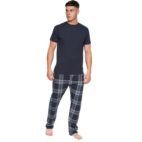 Duck & Cover Mens Nightwear Pyjamas Set Cotton Top Bottom Loungewear Casual(L,CALLISTER/NAVY)