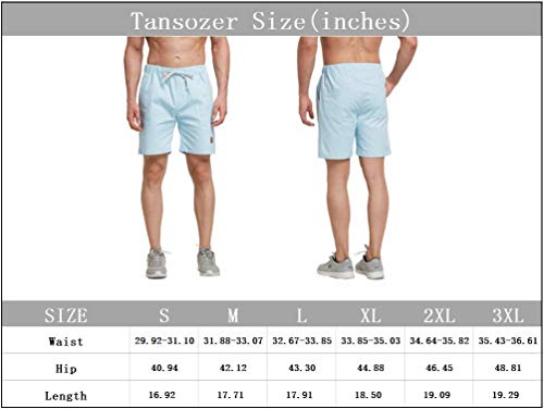 Tansozer Shorts Men Summer Casual Cotton Linen Shorts Elasticated Waist Pockets Mens Swimming Board Beach Shorts Khaki L