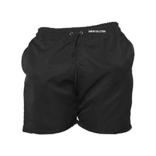 Mens Summer Shorts with Pockets Casual Elasticated Waist Gym Swimming Mesh Lined Holiday Regular Short Black Small Only