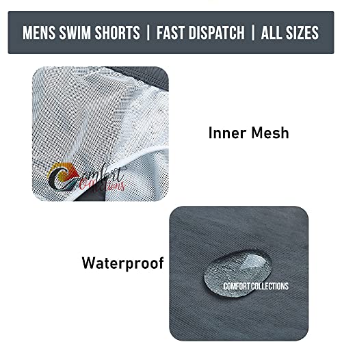 Mens Summer Shorts with Pockets Casual Elasticated Waist Gym Swimming Mesh Lined Holiday Regular Short Black Small Only