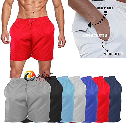 Mens Summer Shorts with Pockets Casual Elasticated Waist Gym Swimming Mesh Lined Holiday Regular Short Black Small Only