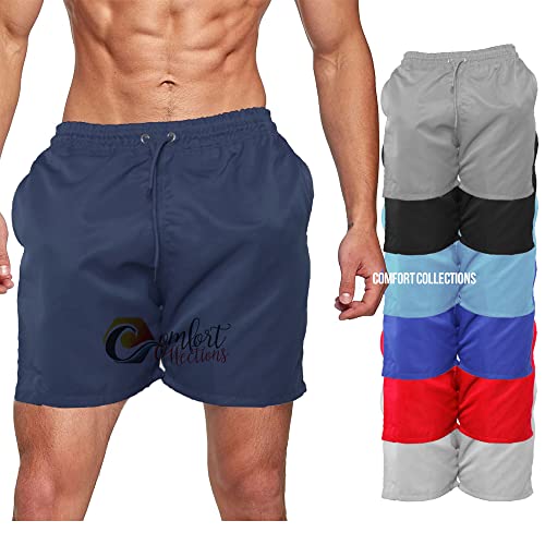 Mens Summer Shorts with Pockets Casual Elasticated Waist Gym Swimming Mesh Lined Holiday Regular Short Black Small Only