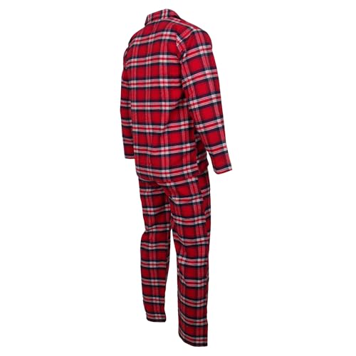 Location Clothing Mens Cotton Flannel/Brush Cotton PJ Pyjama Set PJ's Pyjamas Sizes S-4XL, S, Red Tartan
