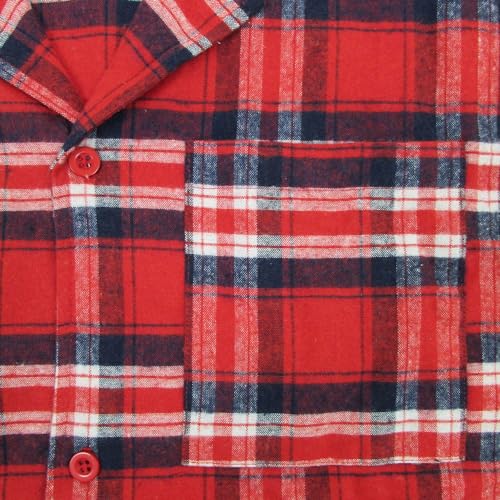 Location Clothing Mens Cotton Flannel/Brush Cotton PJ Pyjama Set PJ's Pyjamas Sizes S-4XL, S, Red Tartan