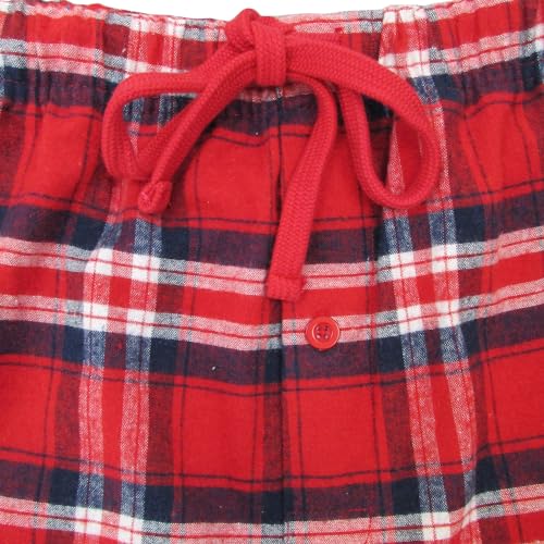 Location Clothing Mens Cotton Flannel/Brush Cotton PJ Pyjama Set PJ's Pyjamas Sizes S-4XL, S, Red Tartan