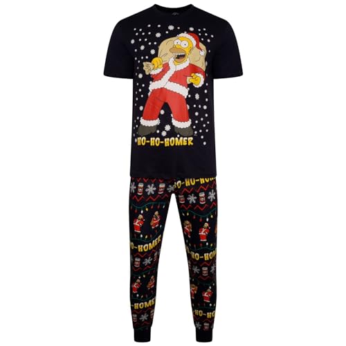 UC Ex High Street Brand Homer Simpson Pyjamas for Mens, Pjs Set Cartoon Character Nightwear Navy