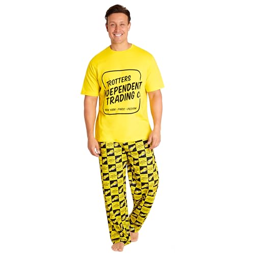 Only Fools and Horses Mens Pyjamas Set - Nightwear T-Shirt & Long Bottoms PJs Lounge Wear Sizes 3-XL Gifts for Him (Yellow, 3XL)