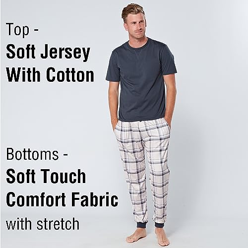 The Essentials Wardrobe Mens TEW Long Pyjamas - Grey/Cream - 4X Large