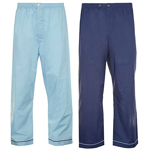 Champion Men's Pack of 2 Hampton Polycotton Long Pyjama Trouser Bottoms (Blue/Navy) 4XL