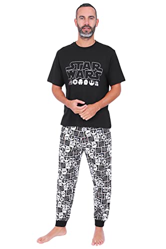 Star Wars Mens Character Long Cotton Pyjama Set (Large) Black