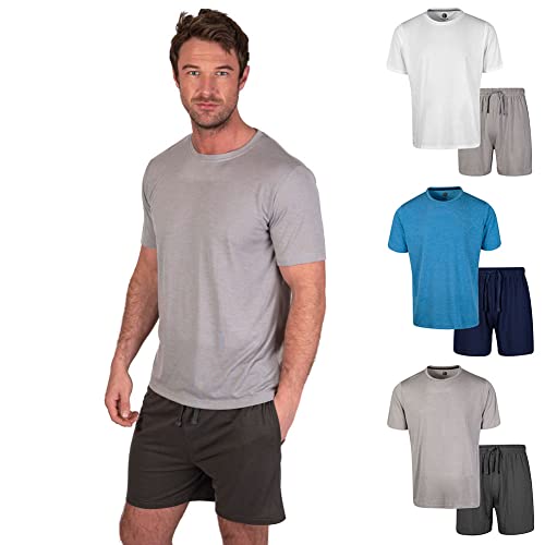 Light & Shade Men's Pyjama Set, Light Grey Marl/Charcoal, M