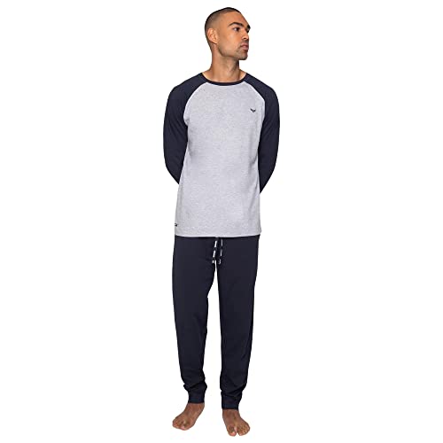 Threadbare Mens Lounge Sets Pyjama Top & Bottoms Long Sleeve, Grey Marl - Haddaway,L