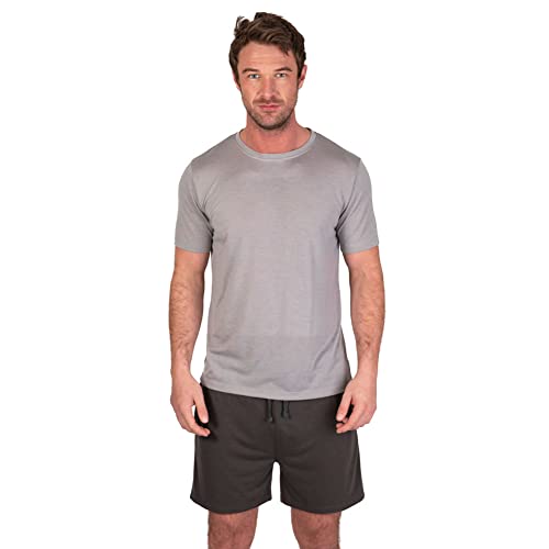 Light & Shade Men's Pyjama Set, Light Grey Marl/Charcoal, M