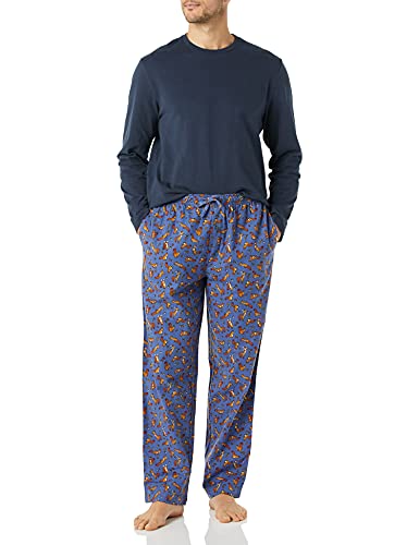 Amazon Essentials Men's Flannel Pyjama Set (Available in Big & Tall), Navy Squirrel, M