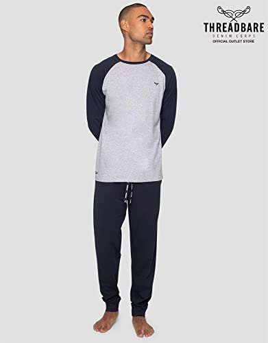 Threadbare Mens Lounge Sets Pyjama Top & Bottoms Long Sleeve, Grey Marl - Haddaway,L