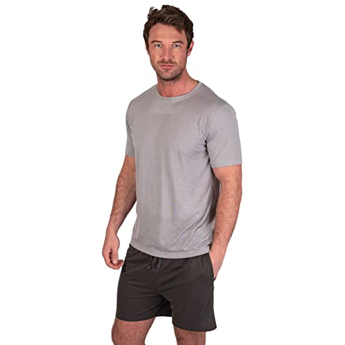 Light & Shade Men's Pyjama Set, Light Grey Marl/Charcoal, M